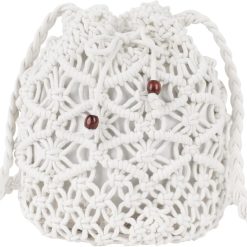 Women Mini Cotton Crochet Crossbody Bag Summer Beach Shoulder Bag 
Drawstring Purse